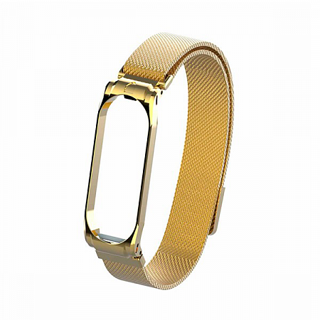 Миланский сетчатый браслет для Mi Band 4 Золотистый Магнитный замок
